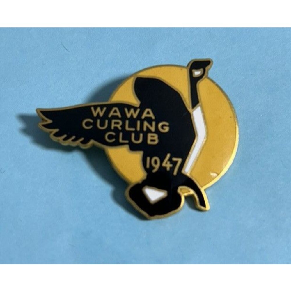 1947 WAWA Curling  Club ,Goose logo Badge or pin by Birks
